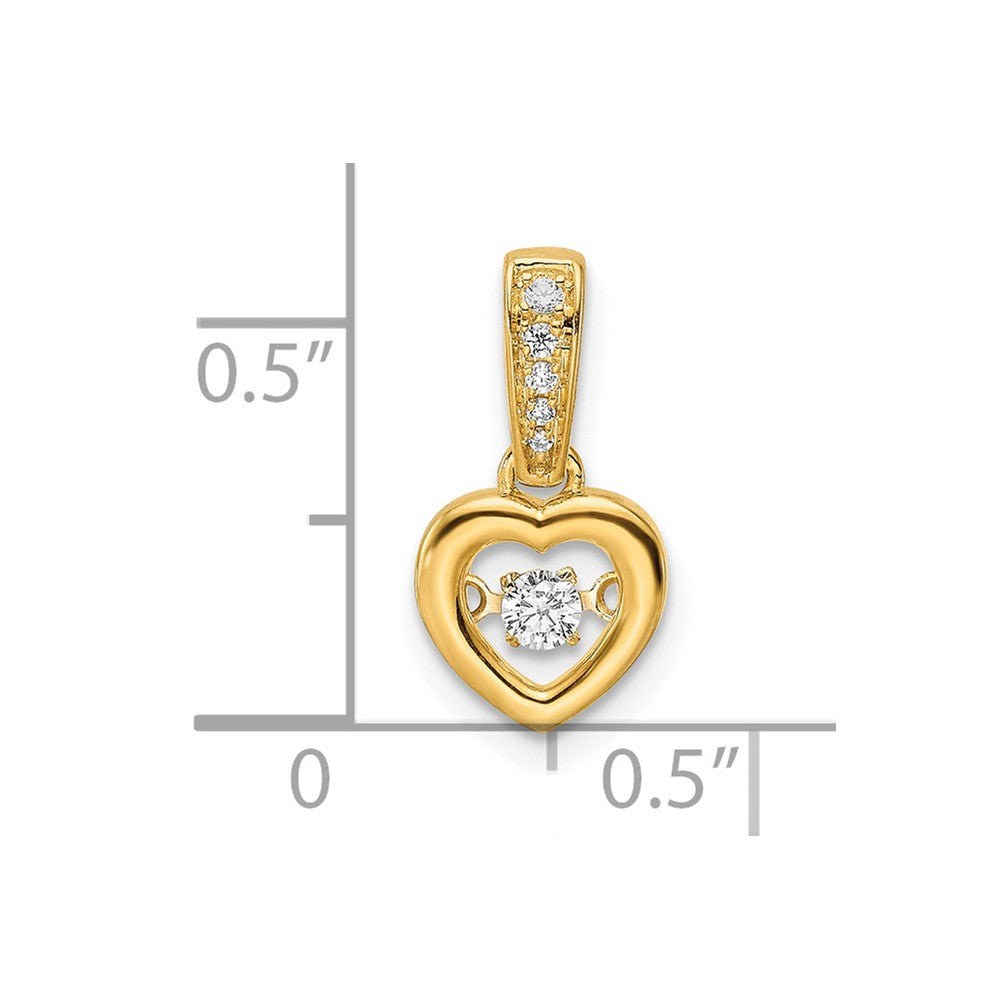 14k Diamond Polished Heart Dangle with Vibrant Center Pendant
