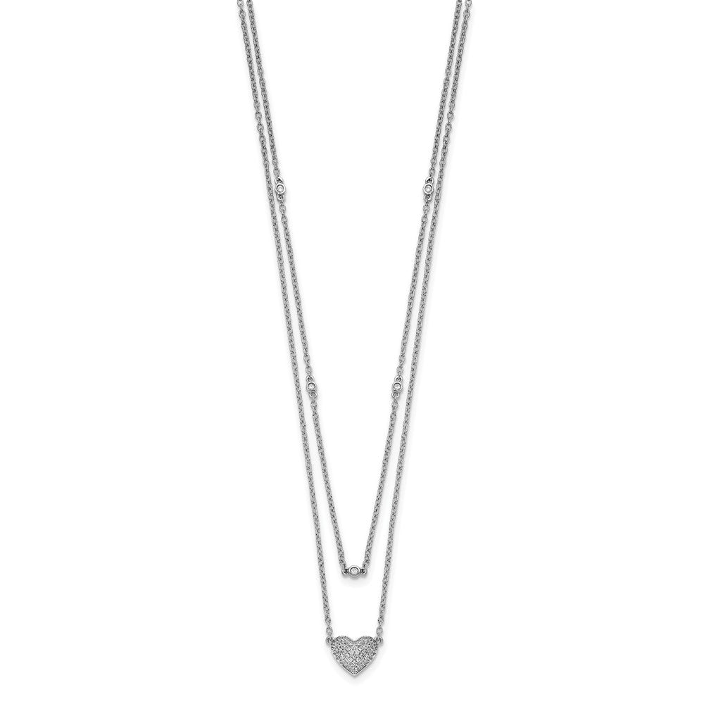 14k White Gold Double Strand Heart 18in Necklace