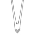 14k White Gold Double Strand Heart 18in Necklace