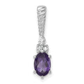 14K White Gold Polished Diamond and Amethyst Twisted Chain Slide
