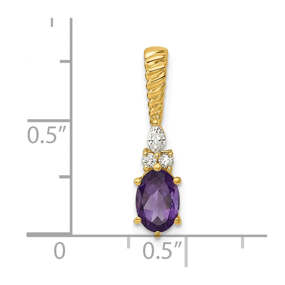 14K Polished Diamond and Amethyst Twisted Chain Slide