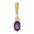 14K Polished Diamond and Amethyst Twisted Chain Slide