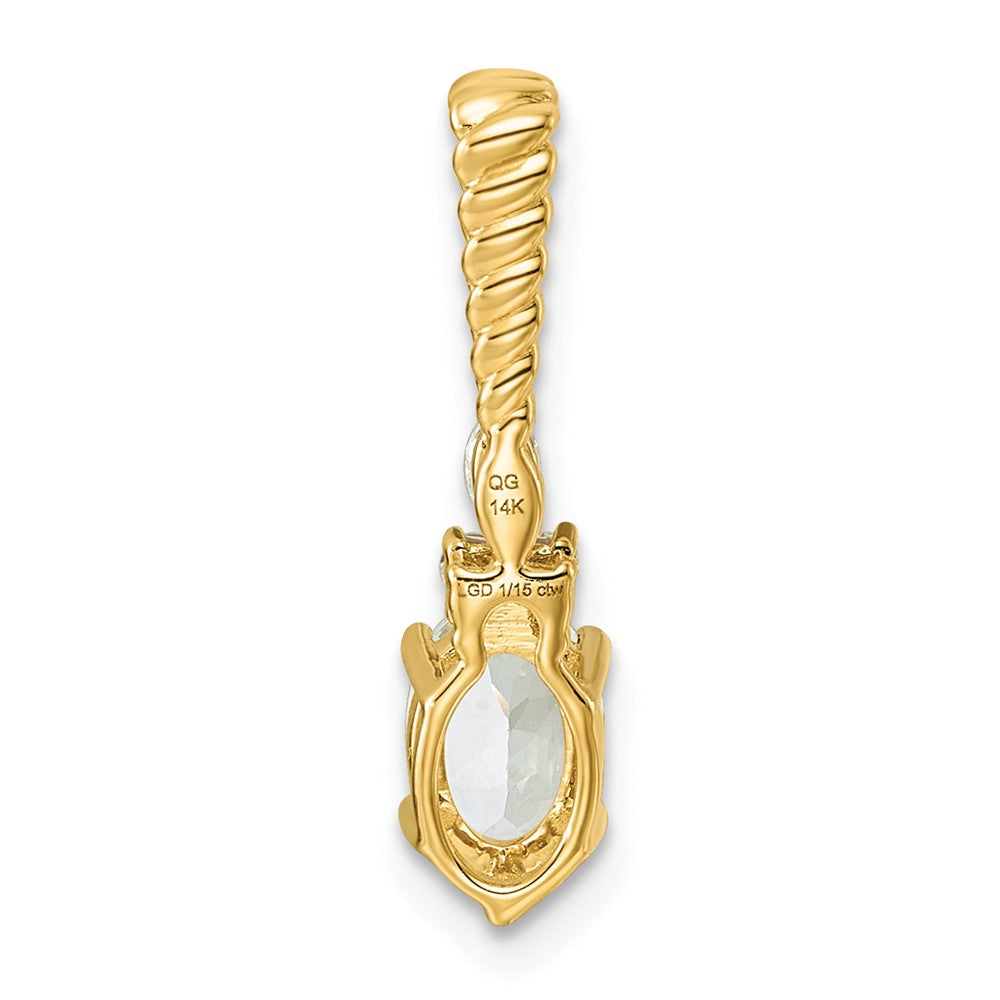 14K Polished Diamond and Aquamarine Twisted Chain Slide