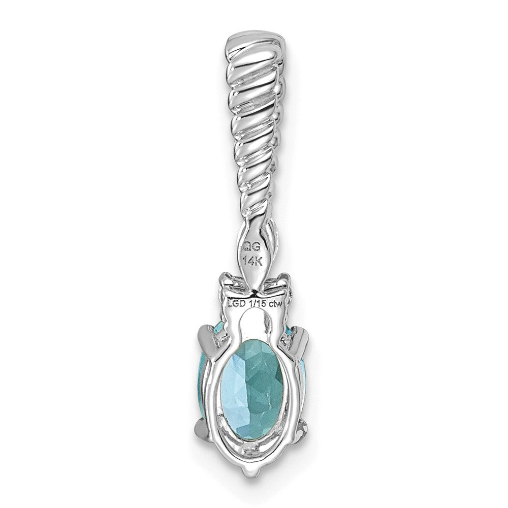 14K White Gold Polished Diamond and Blue Topaz Twisted Chain Slide