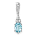 14K White Gold Polished Diamond and Blue Topaz Twisted Chain Slide
