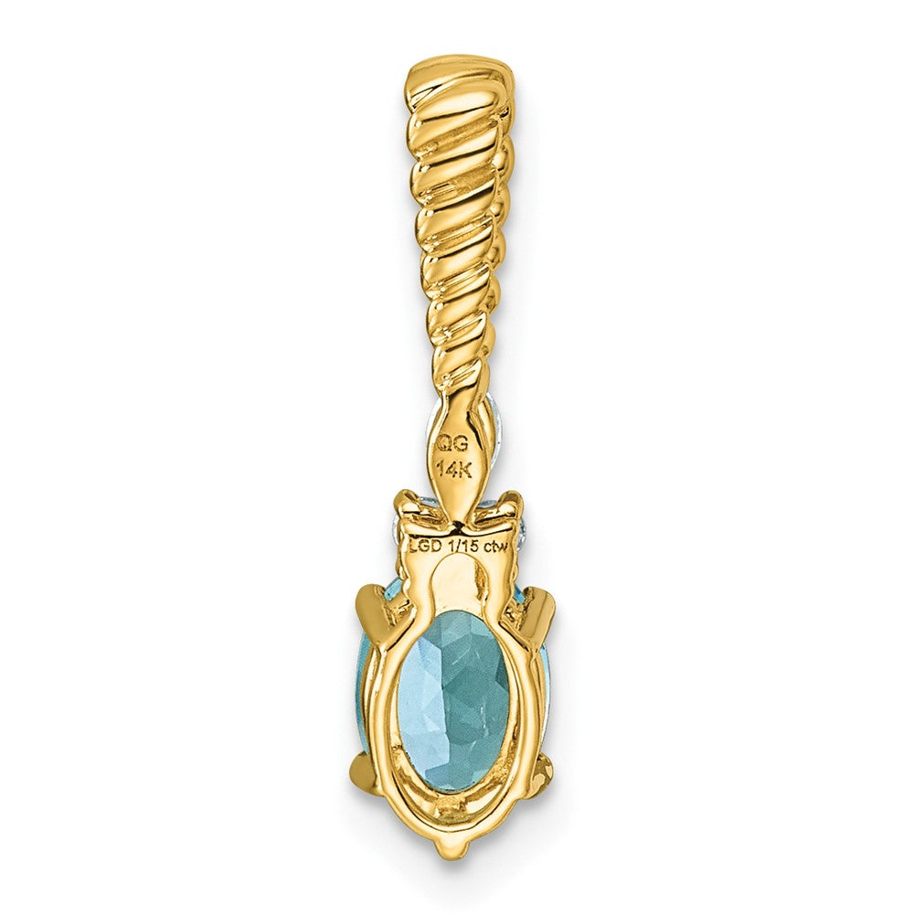 14K Polished Diamond and Blue Topaz Twisted Chain Slide