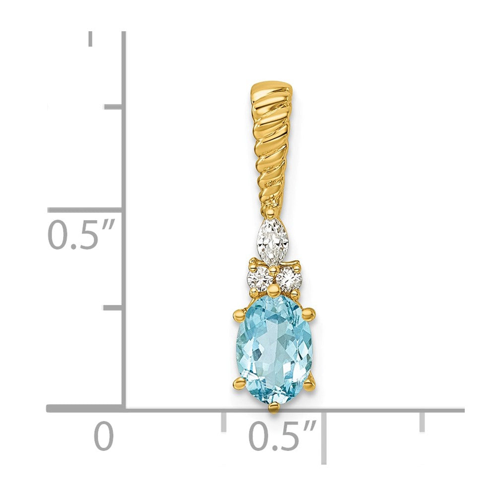 14K Polished Diamond and Blue Topaz Twisted Chain Slide
