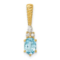 14K Polished Diamond and Blue Topaz Twisted Chain Slide