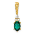 14K Polish Diamond and Lab Created Emerald Twisted Chain Slide