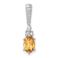 14K White Gold Polished Diamond and Citrine Twisted Chain Slide