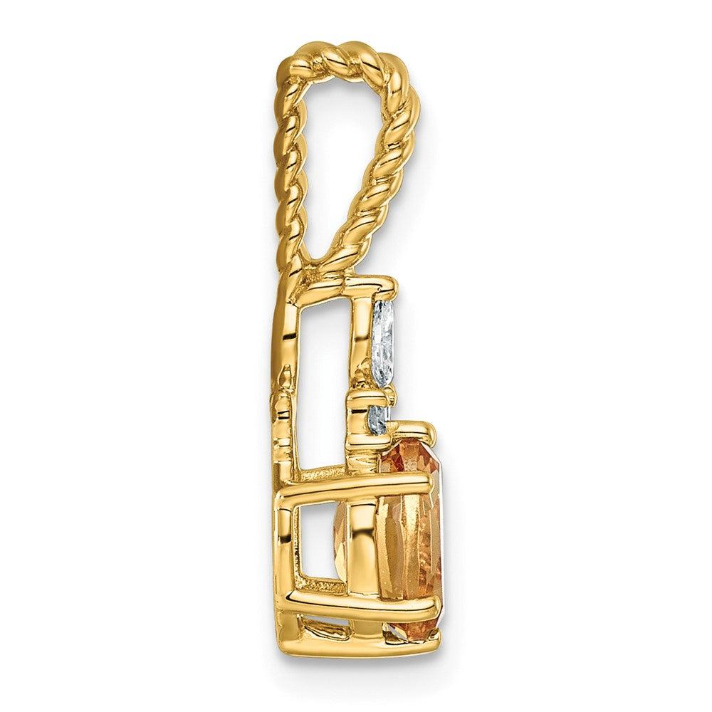 14K Polished Diamond and Citrine Twisted Chain Slide