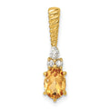 14K Polished Diamond and Citrine Twisted Chain Slide