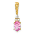 14K Polish Diamond & Lab Created Pink Sapphire Twisted Chain Slide