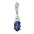 14K White Gold Polish Diamond and Lab Created Sapphire Twisted Chain Slide