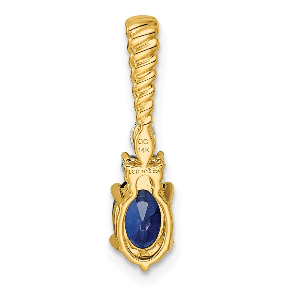 14K Polish Diamond and Lab Created Sapphire Twisted Chain Slide