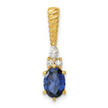 14K Polish Diamond and Lab Created Sapphire Twisted Chain Slide