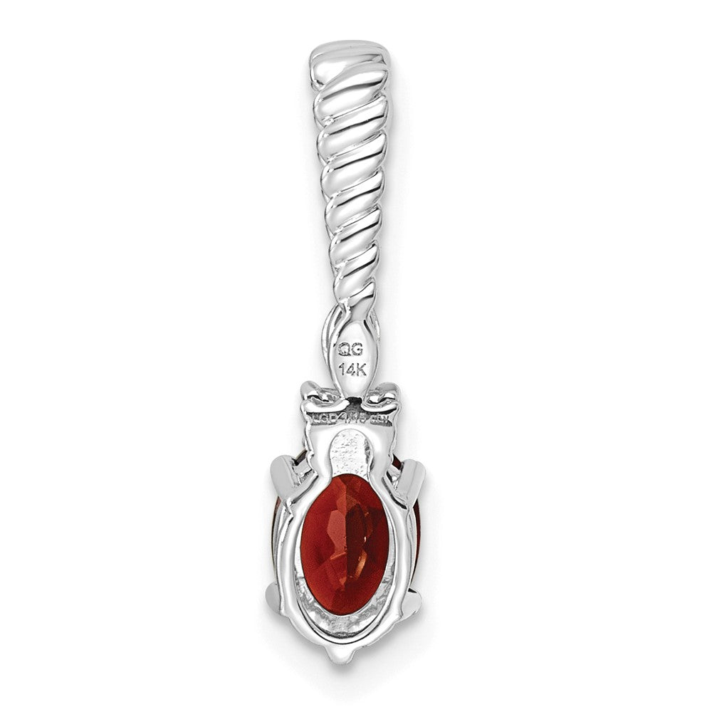 14K White Gold Polished Diamond and Garnet Twisted Chain Slide