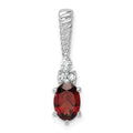 14K White Gold Polished Diamond and Garnet Twisted Chain Slide