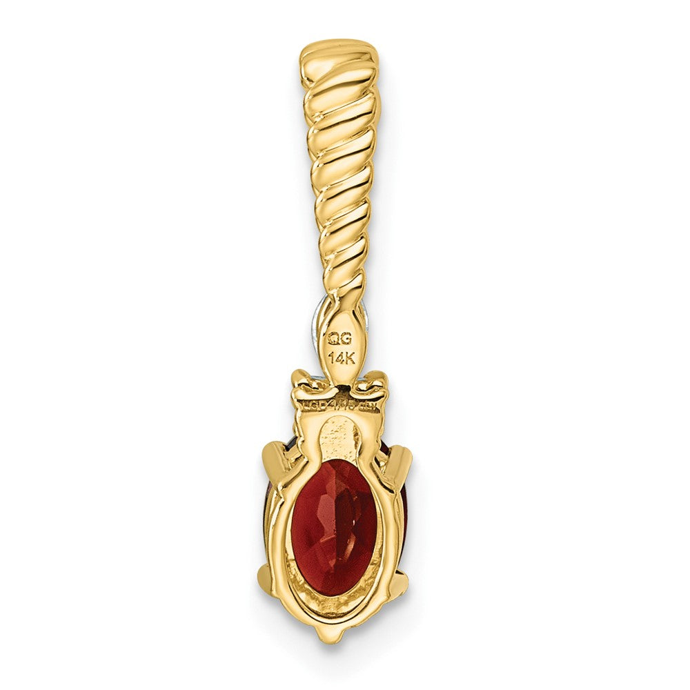 14K Polished Diamond and Garnet Twisted Chain Slide