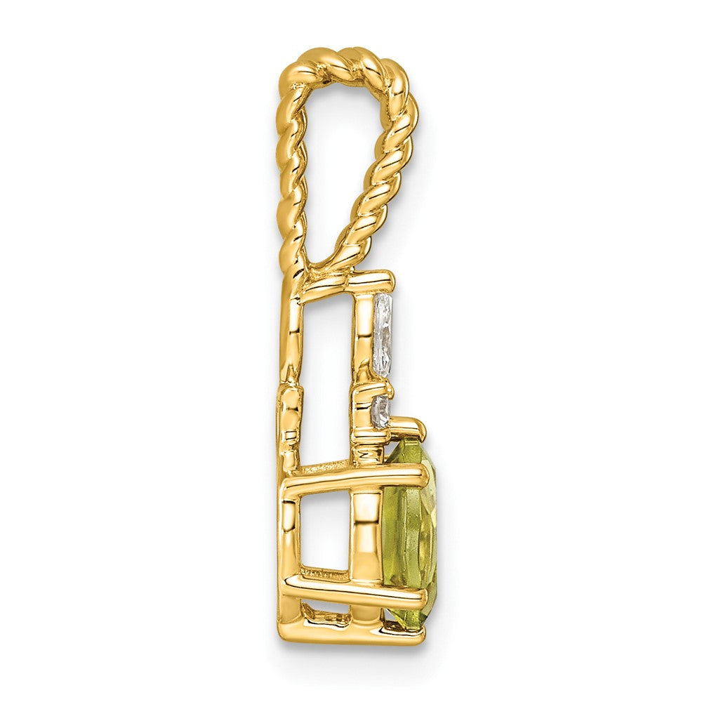 14K Polished Diamond and Peridot Twisted Chain Slide