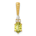 14K Polished Diamond and Peridot Twisted Chain Slide