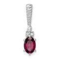 14K White Gold Polished Diamond and Rhodolite Garnet Twisted Chain Slide