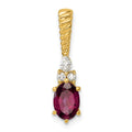 14K Polished Diamond and Rhodolite Garnet Twisted Chain Slide