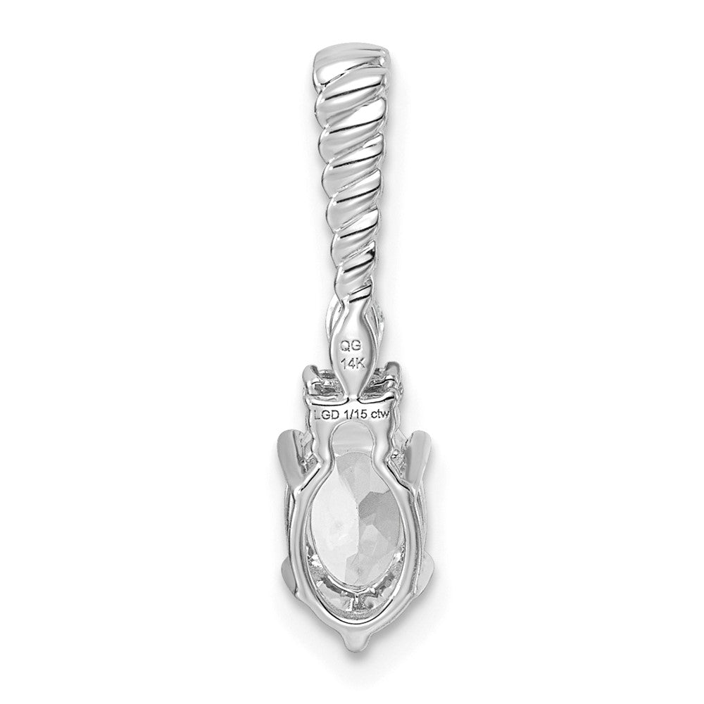 14K White Gold Polished Diamond and White Topaz Twisted Chain Slide