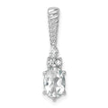 14K White Gold Polished Diamond and White Topaz Twisted Chain Slide
