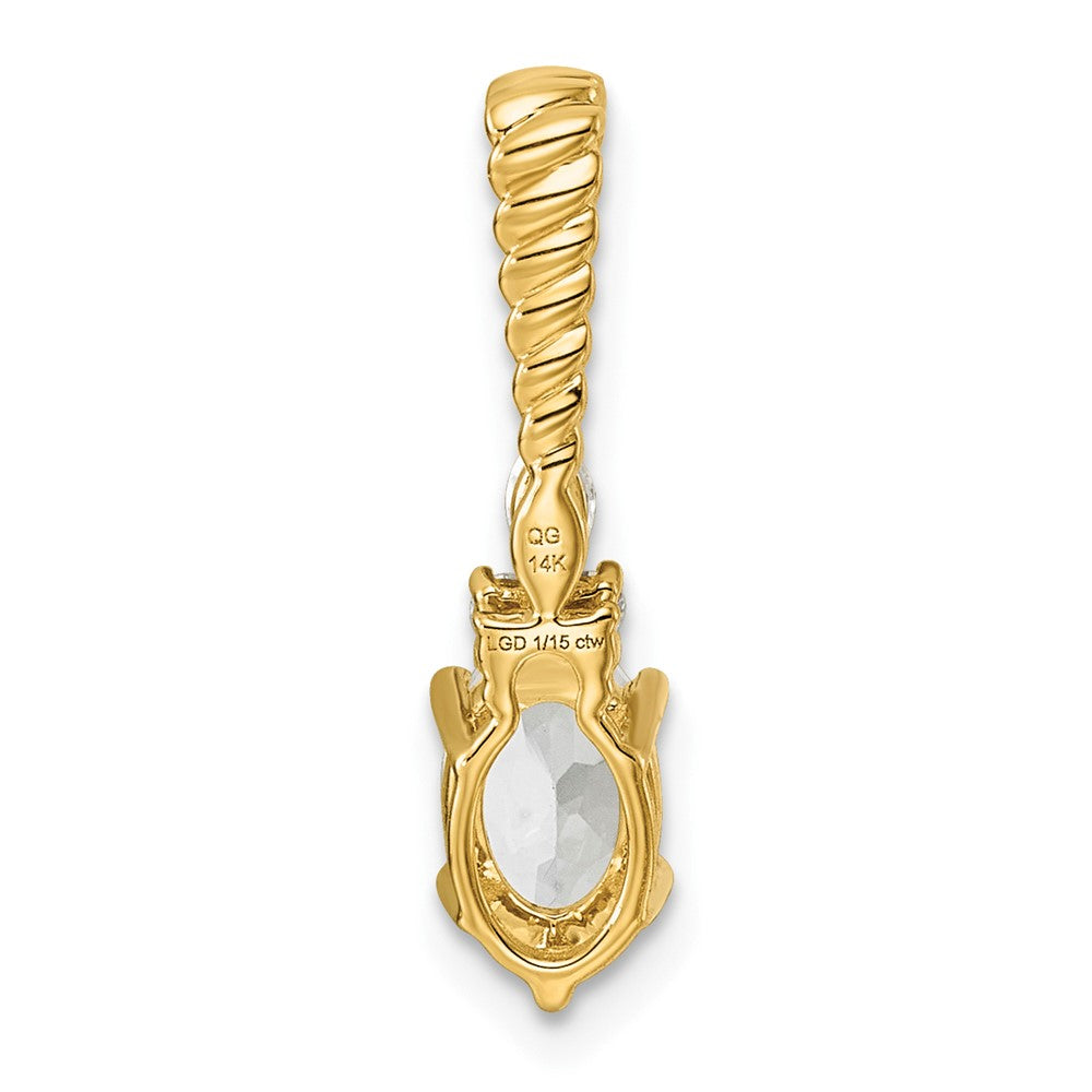 14K Polished Diamond and White Topaz Twisted Chain Slide