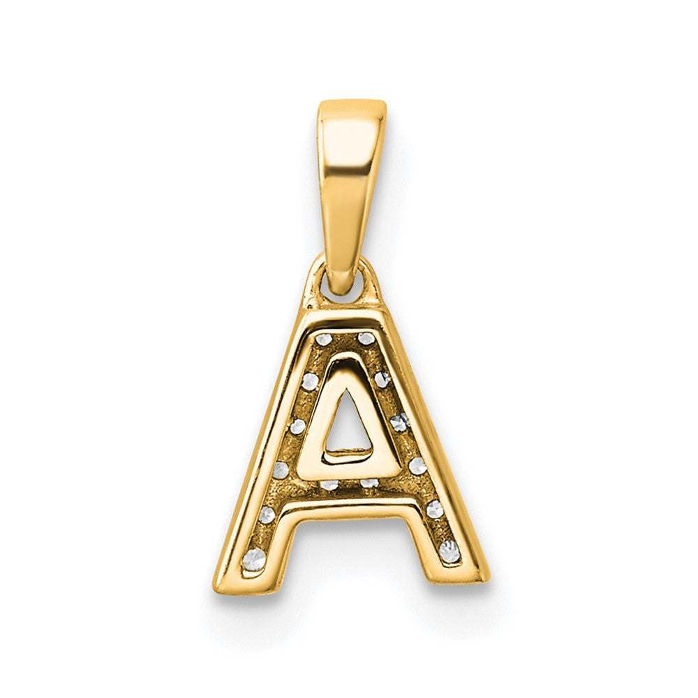 14K Diamond Letter A Initial with Bail Pendant