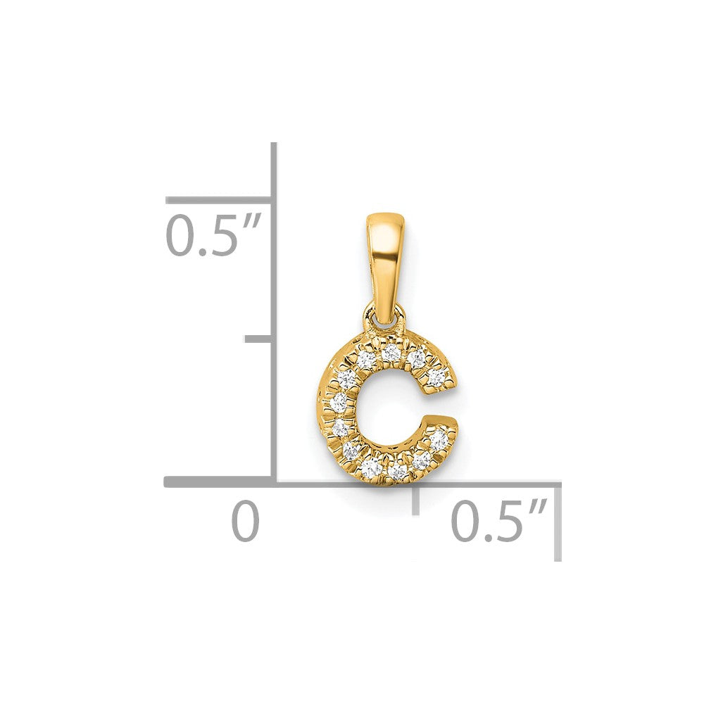 14K Diamond Letter C Initial with Bail Pendant