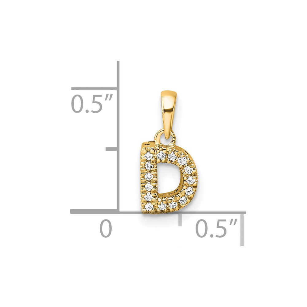 10K Diamond Letter D Initial with Bail Pendant