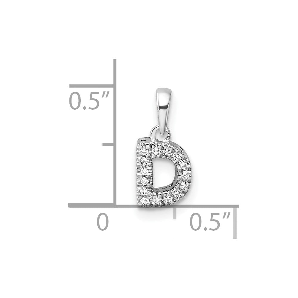14K White Gold Diamond Letter D Initial with Bail Pendant