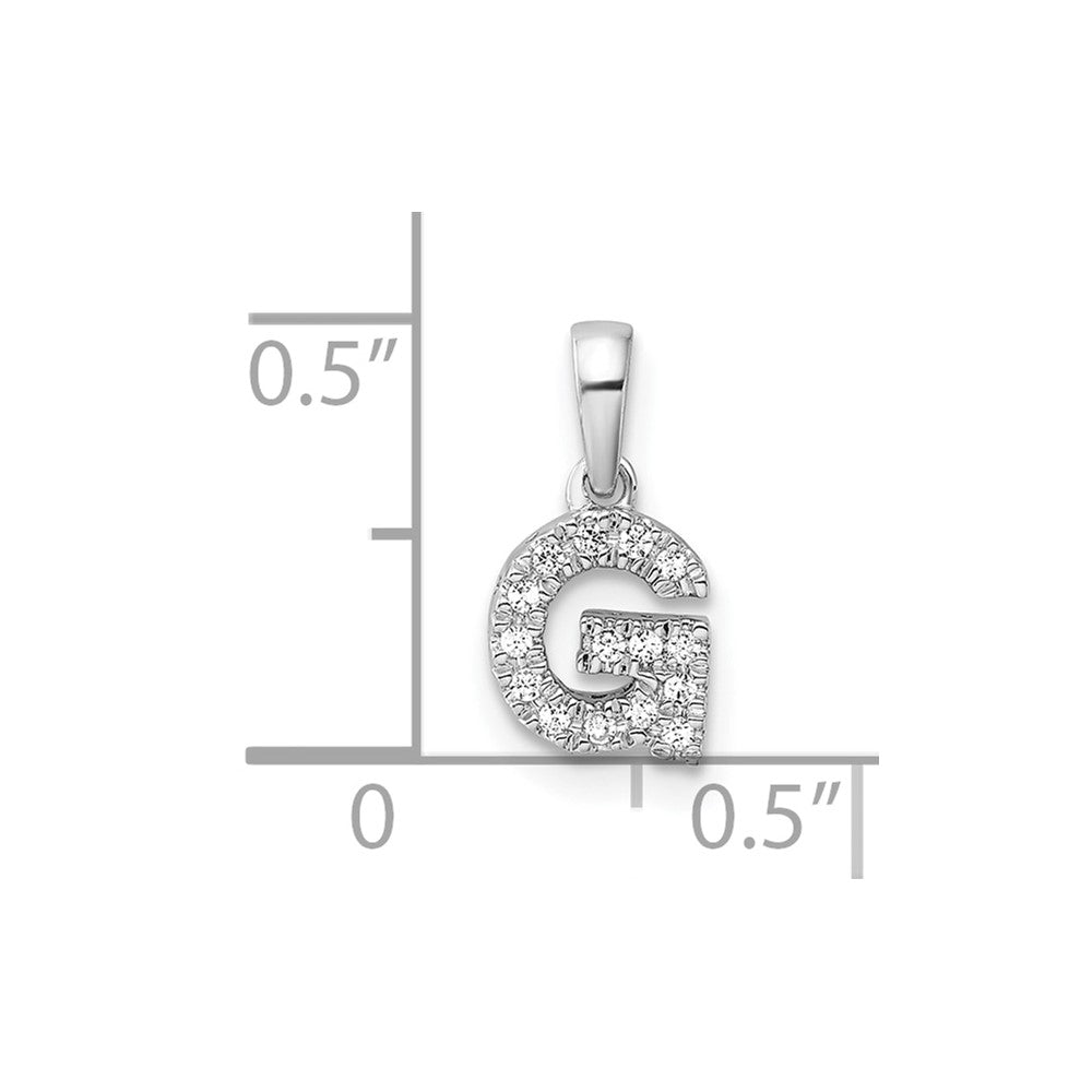 14K White Gold Diamond Letter G Initial with Bail Pendant