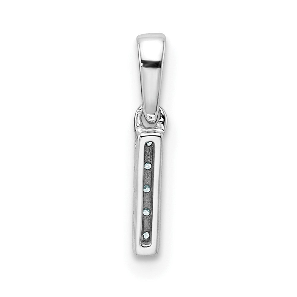 14K White Gold Diamond Letter I Initial with Bail Pendant