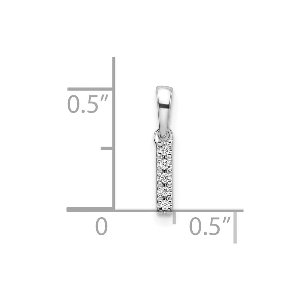 14K White Gold Diamond Letter I Initial with Bail Pendant