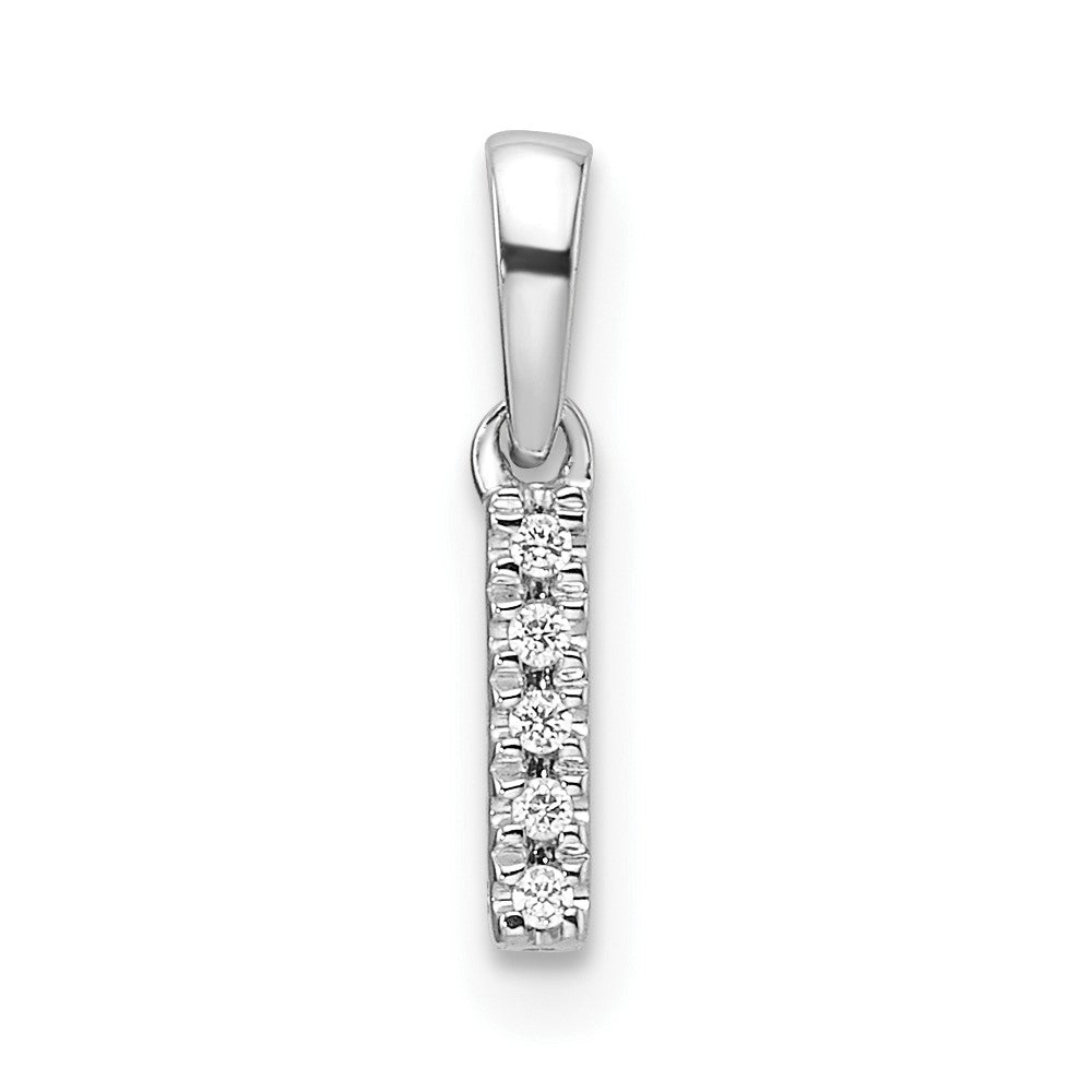 14K White Gold Diamond Letter I Initial with Bail Pendant