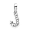 14K White Gold Diamond Letter J Initial with Bail Pendant