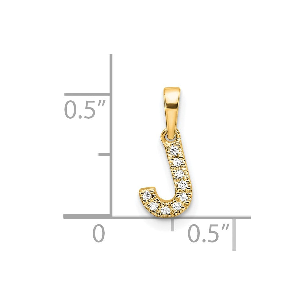 14K Diamond Letter J Initial with Bail Pendant