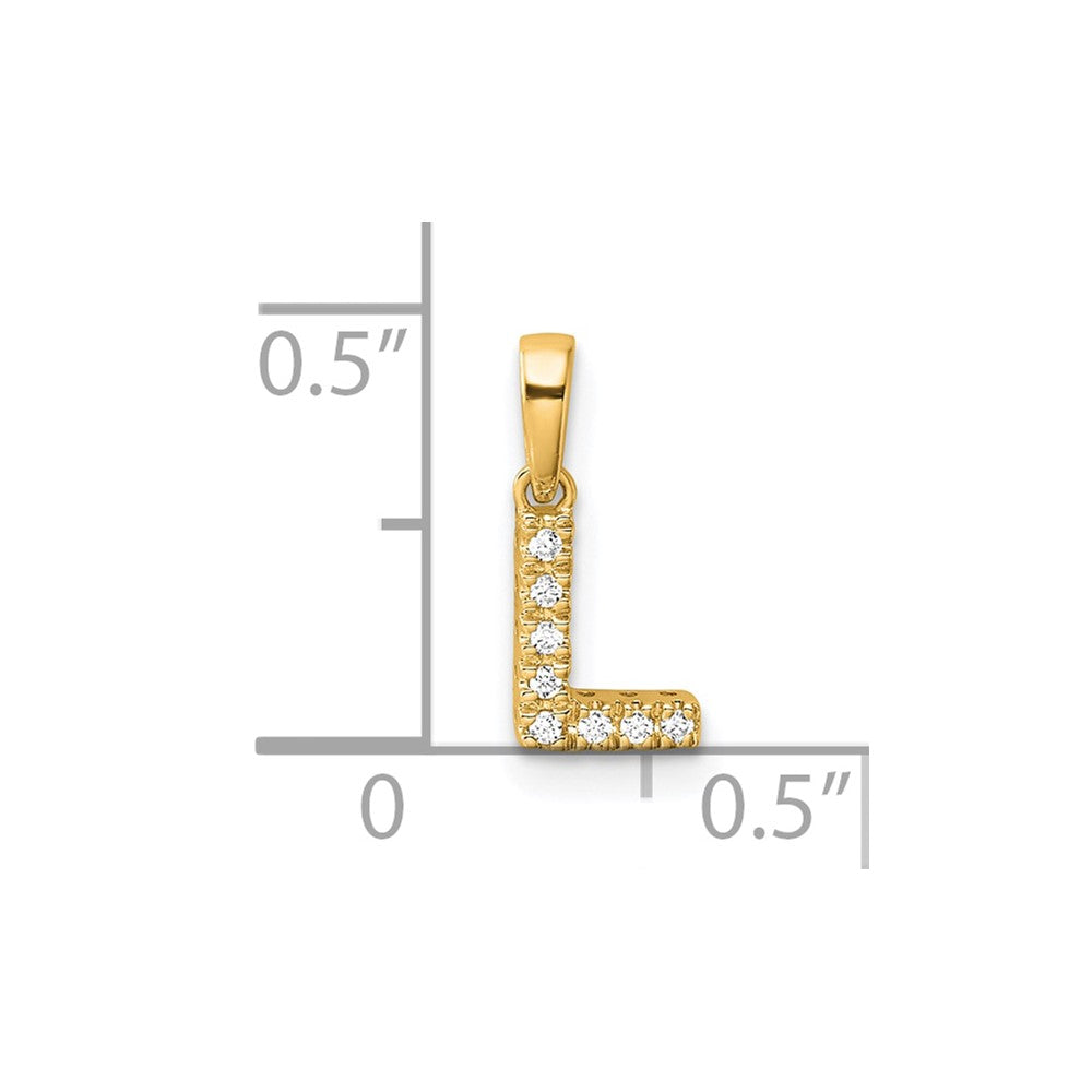 14K Diamond Letter L Initial with Bail Pendant
