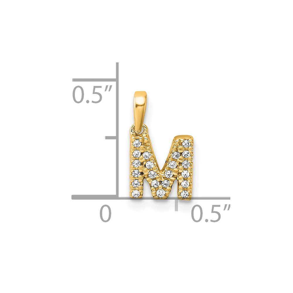 10K Diamond Letter M Initial with Bail Pendant