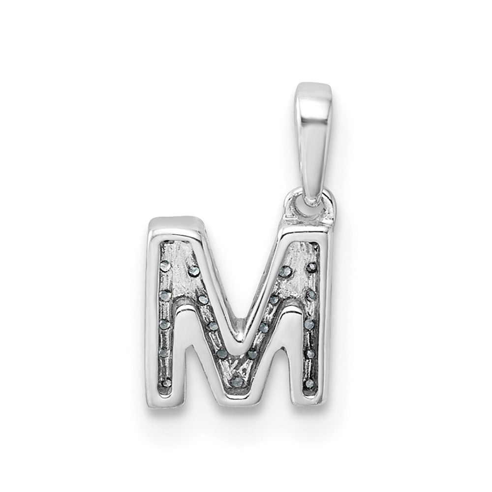 14K White Gold Diamond Letter M Initial with Bail Pendant
