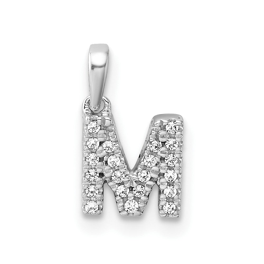 14K White Gold Diamond Letter M Initial with Bail Pendant