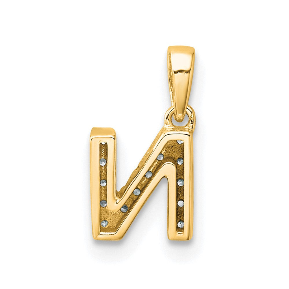 10K Diamond Letter N Initial with Bail Pendant