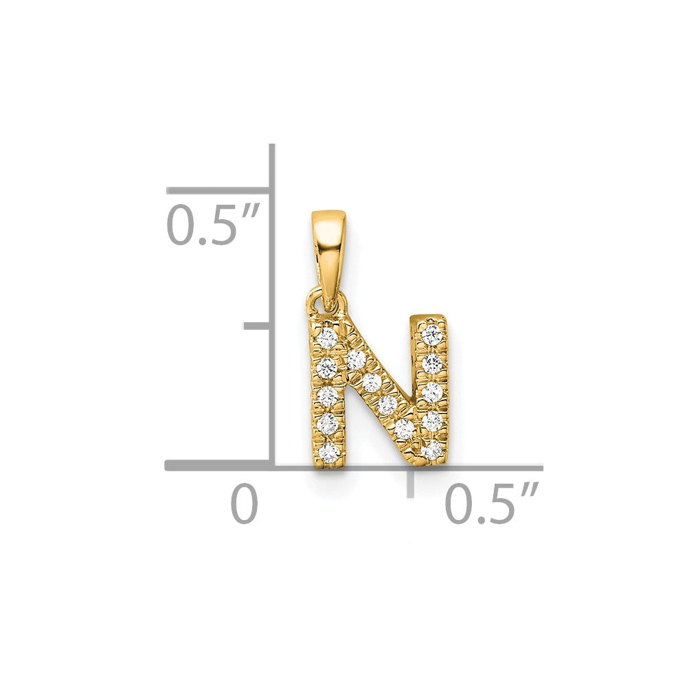 10K Diamond Letter N Initial with Bail Pendant