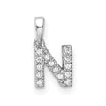 14K White Gold Diamond Letter N Initial with Bail Pendant