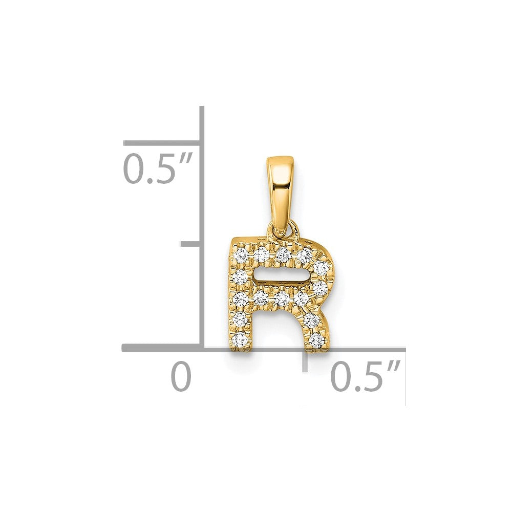 14K Diamond Letter R Initial with Bail Pendant