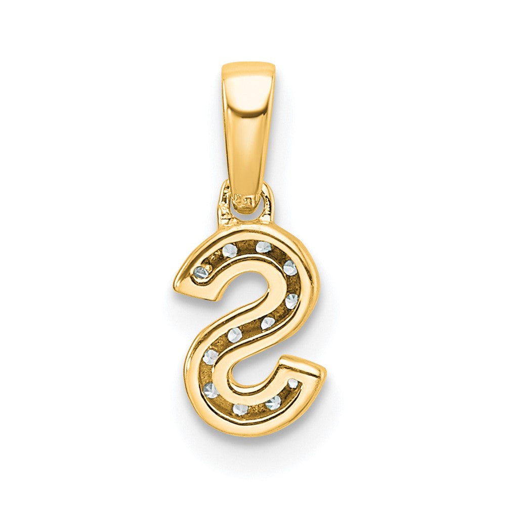 14K Diamond Letter S Initial with Bail Pendant