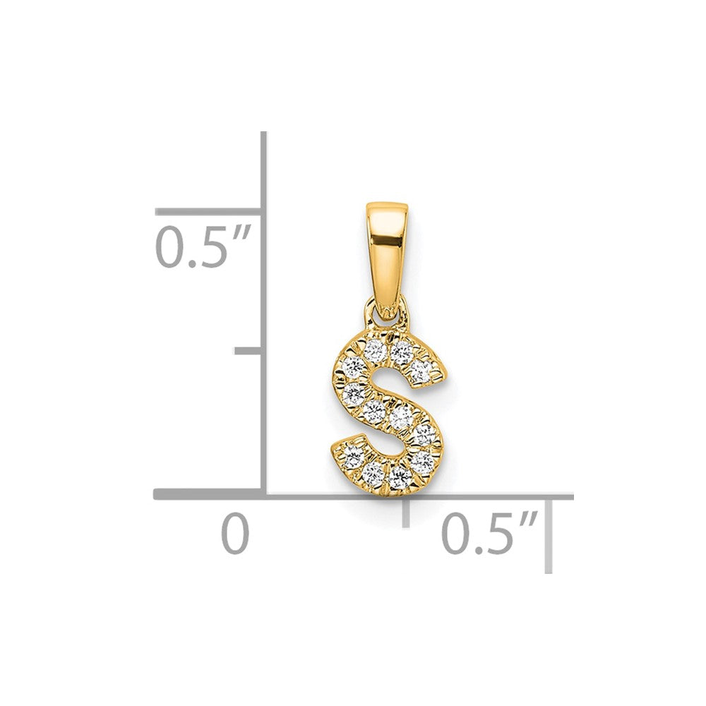 14K Diamond Letter S Initial with Bail Pendant